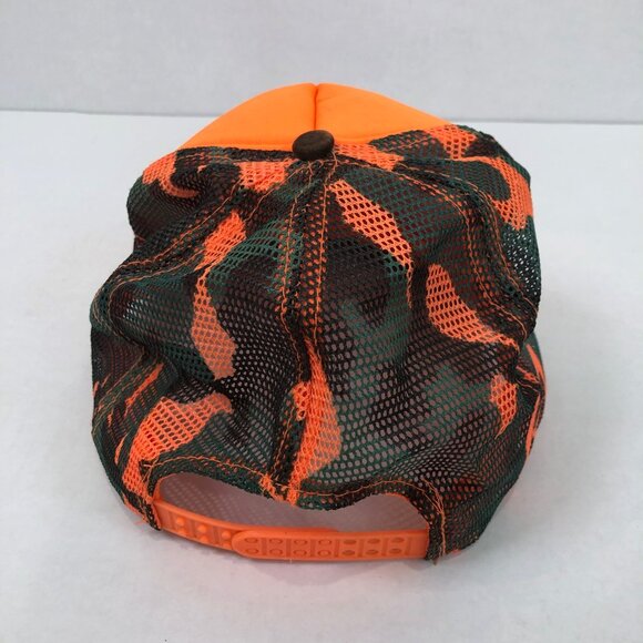 Vintage Cobra Brand Trucker Snapback Orange Camo Snapback Hat Cap - Picture 4 of 6